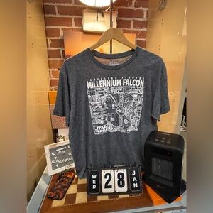 Millennium Falcon Shirt Short Sleeve Crew Neck Gray Star Wars